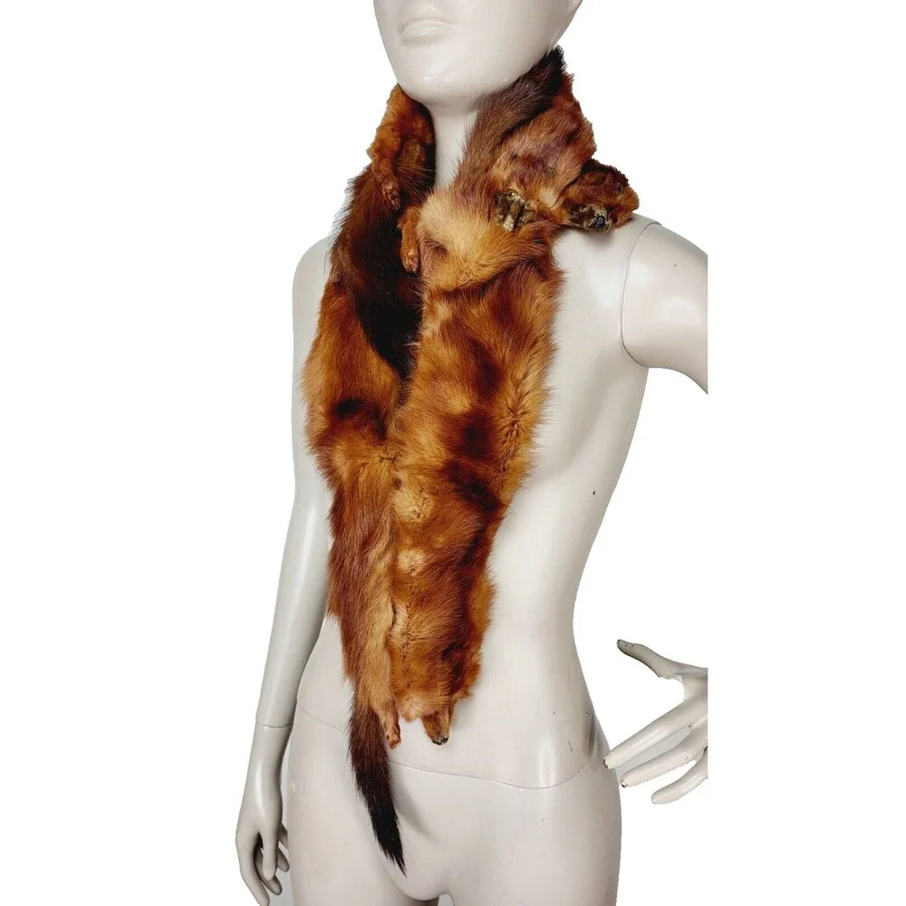 Antique Koseff Furs Whole Mink Body Pelts Heads Tails Hands Feet Fur Scarf Stole